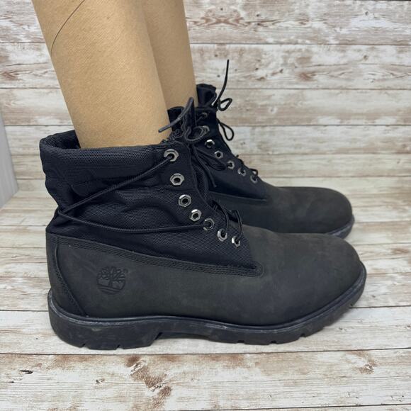 Timberland 6635A Black Leather Basic Roll Top Waterproof Boots Men's Size 13 - Picture 1 of 10